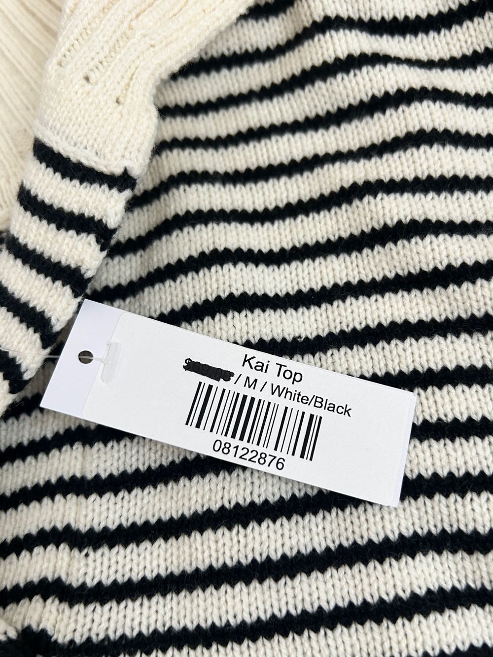 NEW Nati black striped collard knit top short sleeve sweater M - Picture 4 of 9